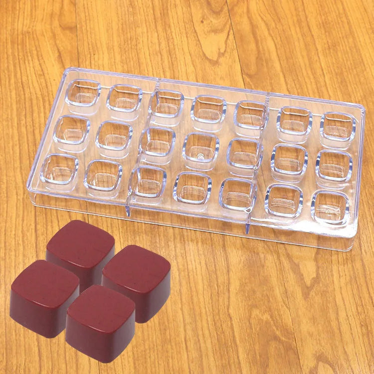 21 Cavity Candy Mold for Chocolates Square Shape Polycarbonate Chocolate Mold