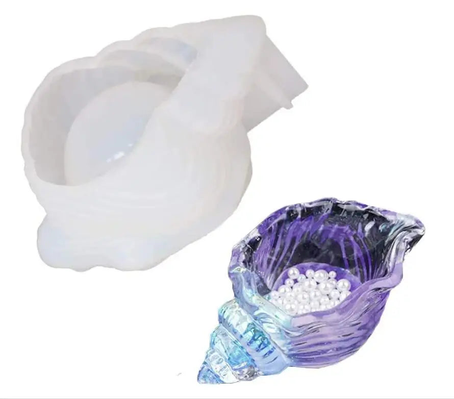 HY Silicone Lace Conch Tray Resin Epoxy Casting Mold for Making Jewelry Storage Tray Makeup Sponge Rack Holder Dish Plate