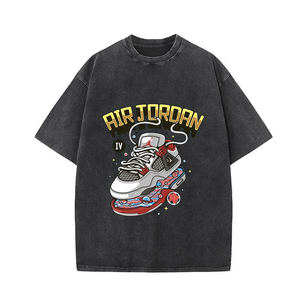 Rightdo Oversized Acid Washed Vintage Men's T-Shirts 100% Cotton Sun Faded Print Loose Fit Custom Sizes Available Hot Selling"