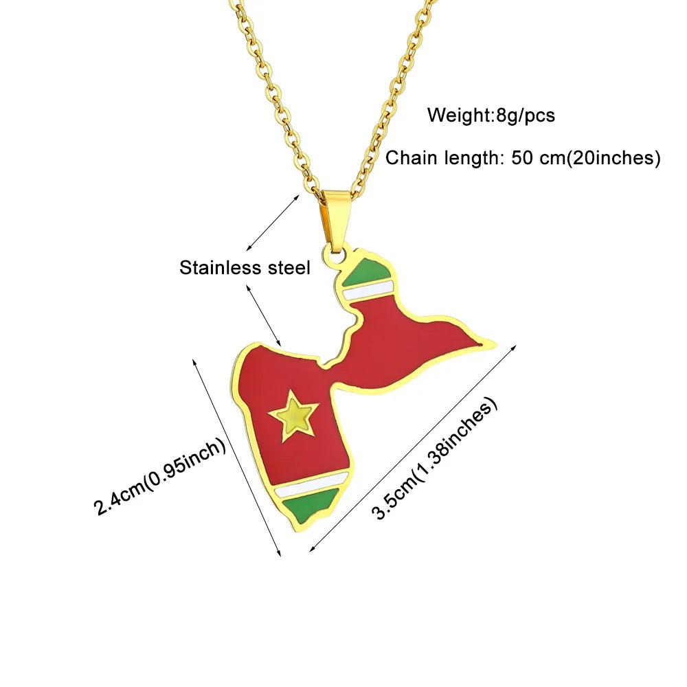 BINSHUO Wholesale Custom Stainless Steel Jewelry Drop Oil France Guadeloupe Map Flag Men Pendant Charm Couples Necklace Women