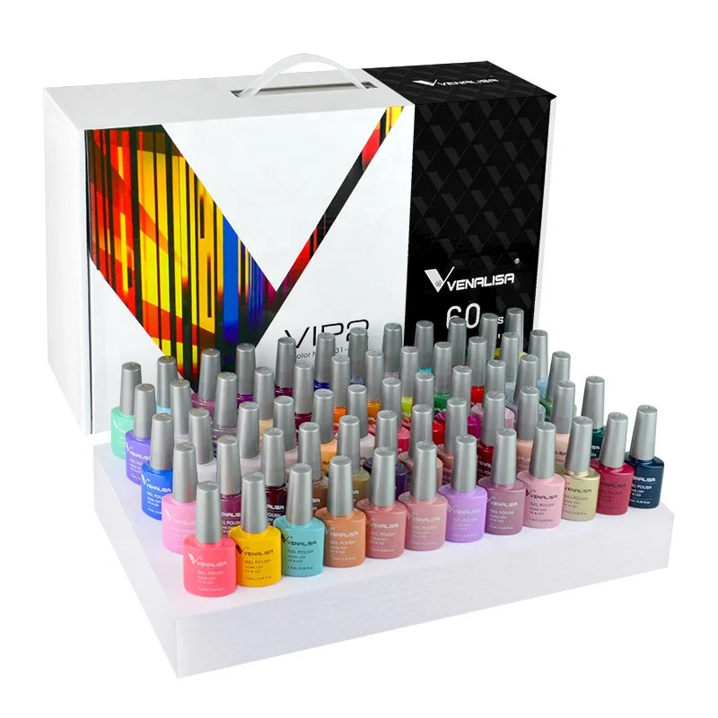 VENALISA VIP2 New Arrival 60pcs Gel Polish Gift Set UV Gel Kit New Packaging with 5pcs Technical Gels