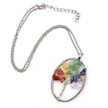 Hot Selling Fashion Gemstone PendantsLife Tree Oval Drop Dangle Pendant NecklaceHandmade Wire Wrapped Chip Beads Jewelry