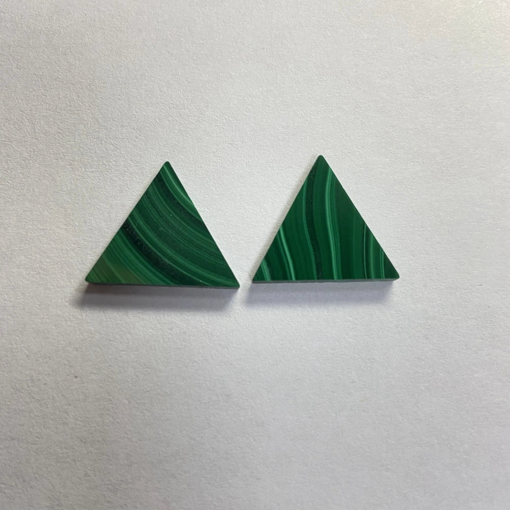 10x10mm Triangle Malachite Sheet Double Flat Natural Green Malachite Gemstone