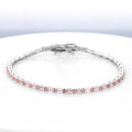 Starsgem Hot Sale Fashion 9k 10k 14k Gold Bracelet baguette Shape Padparadscha Gemstone Tennis Chain