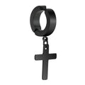 No Hole Earrings No Piercing Stainless Steel Silver Black Drop Earrings Clip-on Cross Earrings for Men