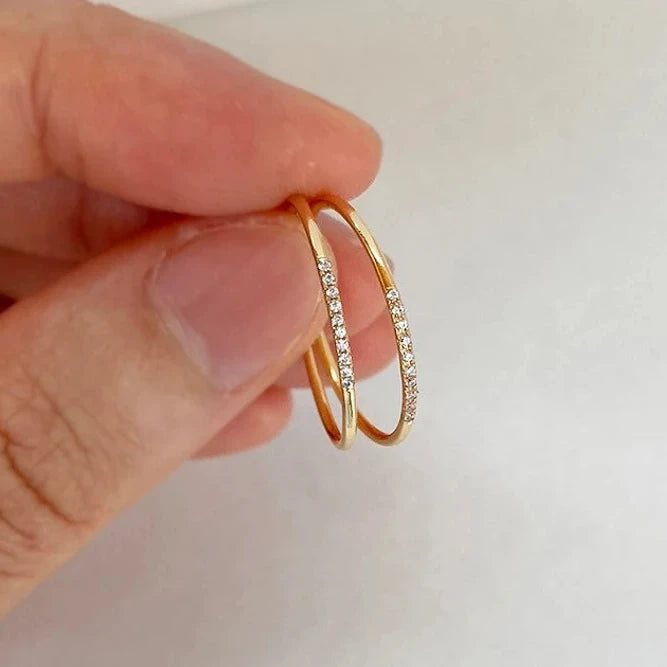 Vintage 14k Gold Filled Micro Insert Zircon Stone Permanent Jewelry Women Rings