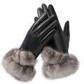 Luxury Ladies Genuine Leather Motorbike Gloves Winter Warm Mink Fur Gloves