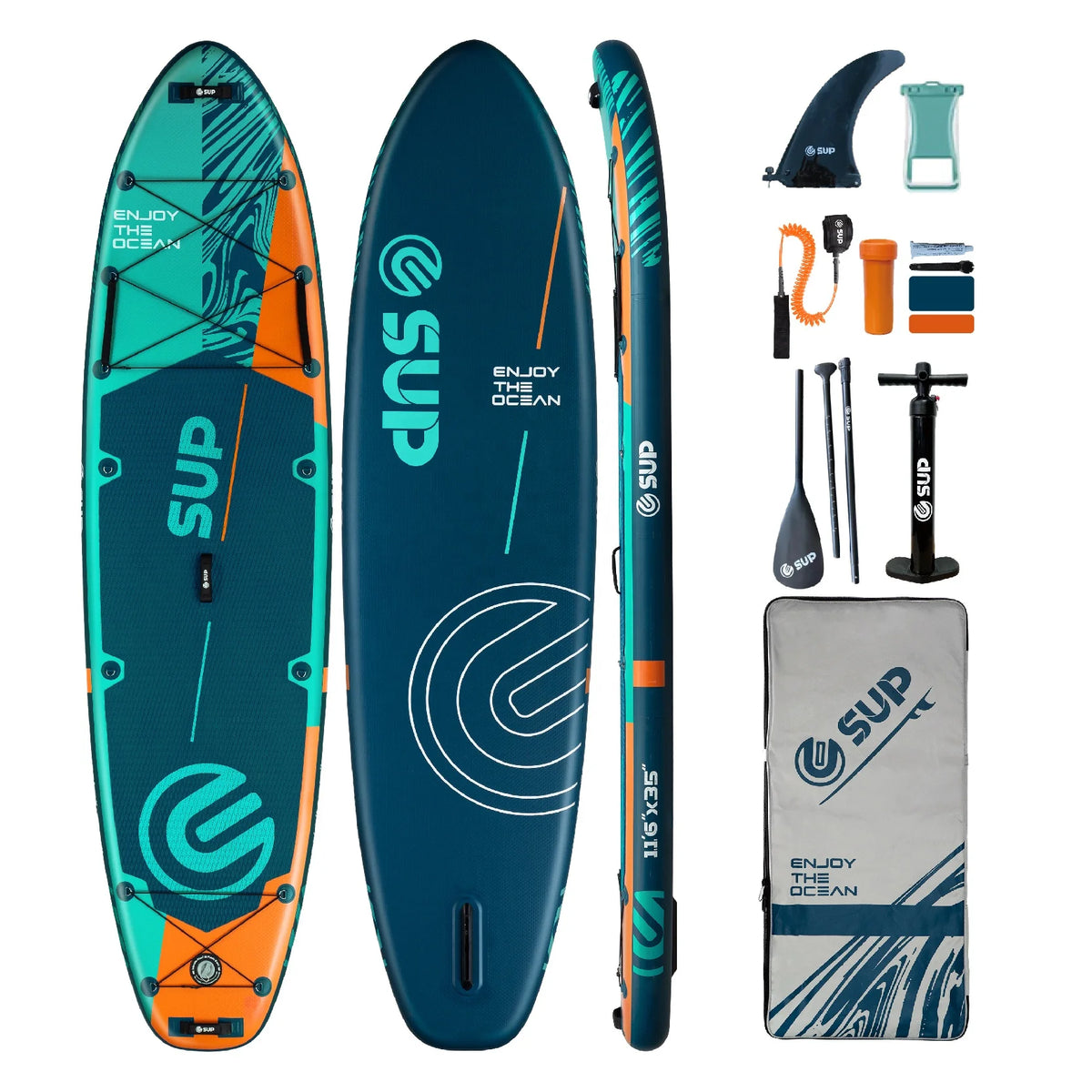 E-SUP 11'6 Large Size Inflatable Stand up Paddle Board ISUP Family-Friendly Inflatable SUP for Beginner Convenient Paddling