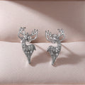 Caoshi Sweet Deer Stud Earrings Lovely Girls Shiny Cubic Zirconia Exquisite Silver Animal Cute Earrings Women