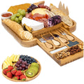 Eco-Friendly Large Bamboo Cutting Board Ceramic/Slate Serving Tray Set for Charcuterie Cheese Board Laser Logo for Camping