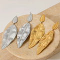 Creative Design Minimalist Leaf Drop Earrings Stainless Steel Vacuum Plating Trendy Fashion Jewelry for Parties