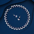 Elegant Luxury Romantic Zircon Copper Necklace Earring Set New Blue Fashionable for Women's Weddings Parties Engagements Gift