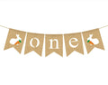 1st Birthday Party Printed 100% Jute Hessian Burlap Water Resistant Banner for Girls Highchair Decoration