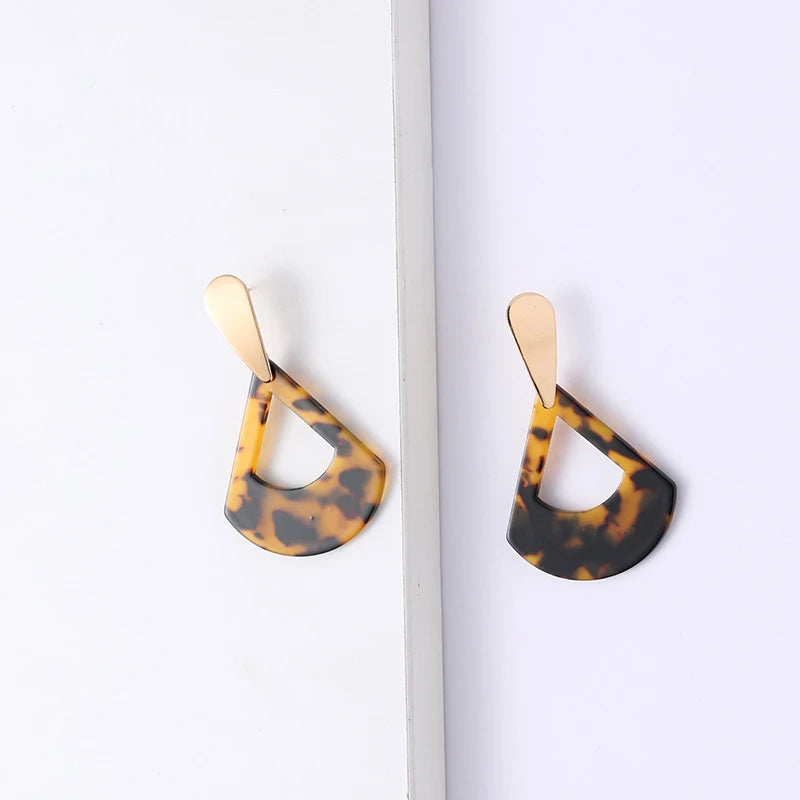 Acetate Plate Leopard Print Series Earrings Fashion Exaggerated Bohemian Triangle Earrings