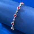 Pigeon Red 3*4 Oval Drill Chain & Link Design Bracelet Jewelry New Year Gift Women's S925 Silver Adjustable Design Bracelet Set