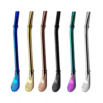 Wholesales Hot Sell Stainless Steel Tea Mate Bombill Yerba Mate Drinking Straws With Filter Spoon