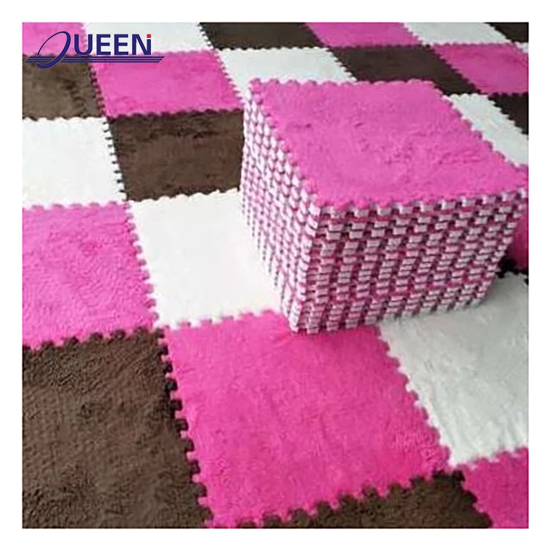 LINYIQUEEN Factory Direct Supply Carpet Floor Puzzle Waterproof Shaggy Fluffy Soft Carpet Plush Foam Puzzle Rug Carpet Mat