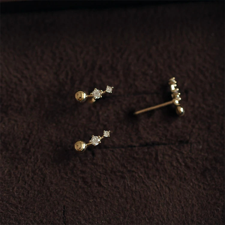 Trendy Fashion Tiny Style Sterling Silver Minimalist Girls Stud Earrings
