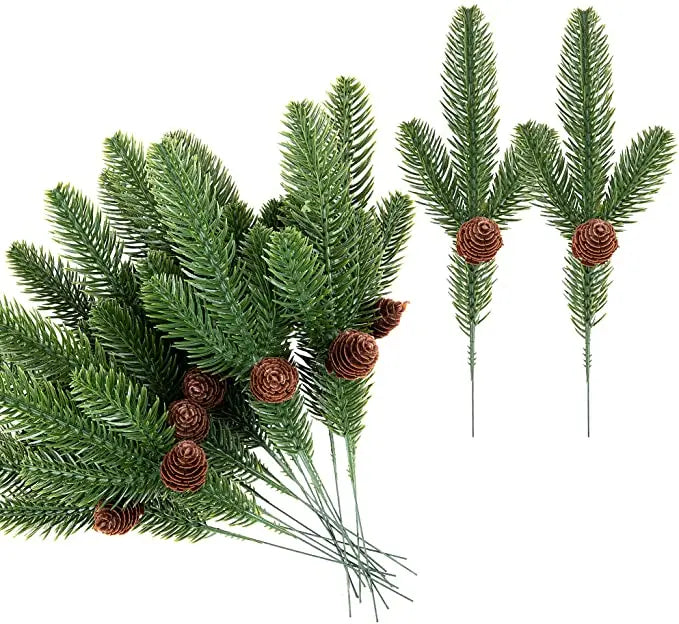 Wholesale Fake Greenery Pine Picks with Pinecone for Christmas Garland Home Garden Decoration