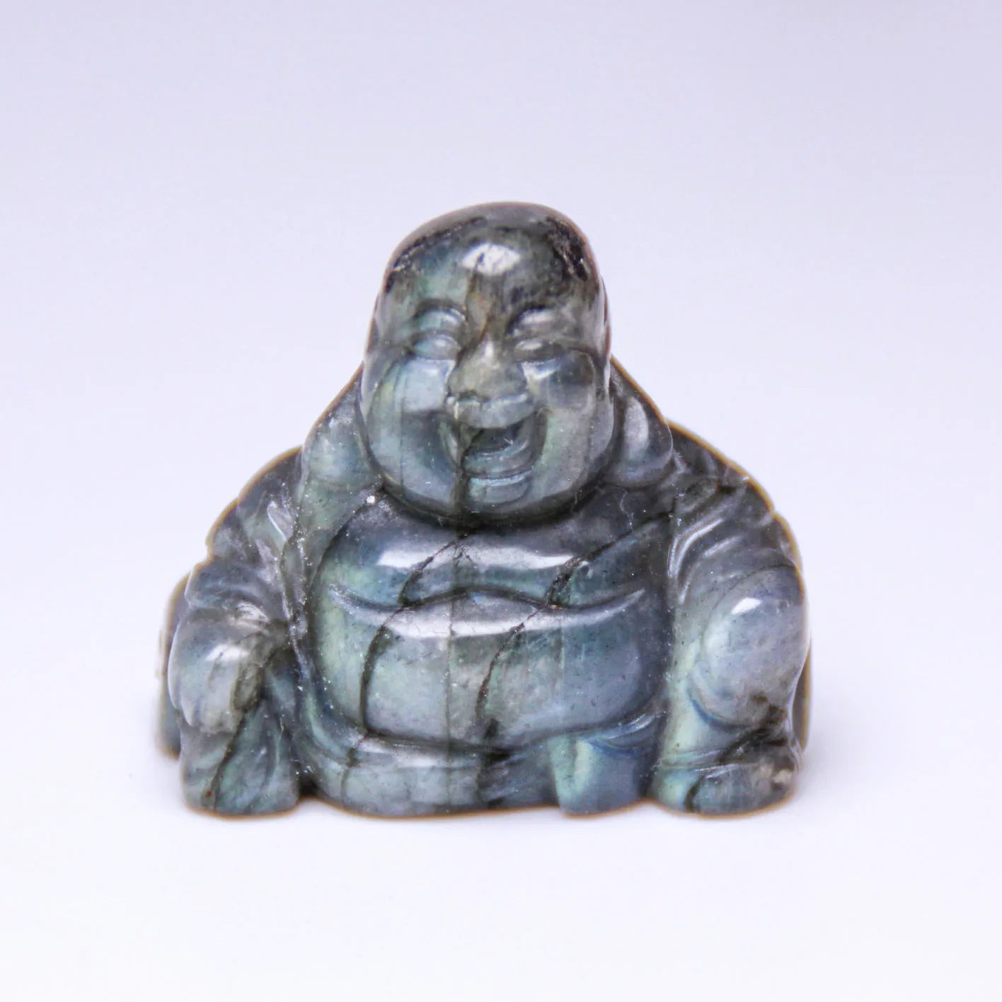 Hongzhuo Natural Crystal Quartz Healing Carvings: Healing Labradorite Buddha Carving for Sale Crafts