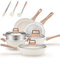 PFAS PFOA PFOS Free 12pcs Pots and Pans Set Non-toxic Healthy Non Stick Kitchen Cookware Cooking Tools