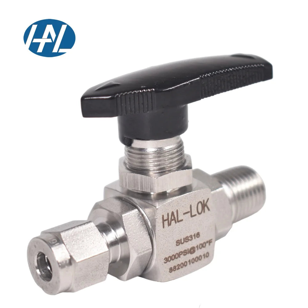 HAL-LOK QFYT-04-N6 316 Stainless Steel Trunnion Ball Valve Manual Gas 2-Way Male to Tube Connection up 3000PSI 1-Year Warranty