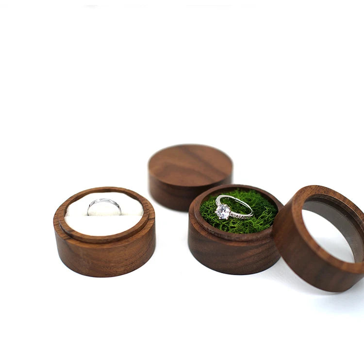 Y163 Custom Wholesale Wooden Wedding Box Jewelry Rings Necklaces Engagement Black Walnut Storage Packaging Box Jewelry Boxes
