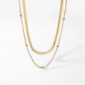 HOVANCI Minimalist Double Layer Tarnish Free Choker Jewelry 18K PVD Gold Plated Hypoallergenic Snake Bead Chain Necklace