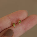 Geometric Shape Fashion Pure 925 Sterling Silver Olive Green Zircon Crystal Stud Earrings for Women Girls