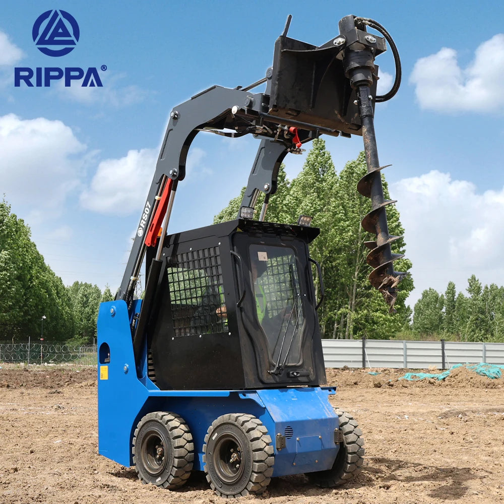 Rippa Small Skid Steer Compact Skidsteer Loader Mini Skid Steer LoaderWith Multiple Accessories