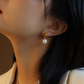 Trendy 316L Stainless Steel PVD Gold Plated 8mm Ball Freshwater Pearl  Drop Stud Earring