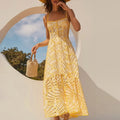 Elegant Slim Fit Embroidered Dress Sleeveless Split Sweet Strap Light Luxury Cotton Chiffon Large Floor-Length with Woven Weave