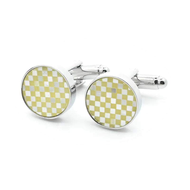 Wholesale Mosaic Mother Pearl Shell Elegant Cufflinks Custom Mens Suit Shirt Fashion Accessory Wedding Tuxedo Trendy Jewelry
