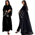MQ120 Arab Dubai Abaya Women Muslim Dress Black Robe Beaded Cuff Splicing Abaya Long Coat Cardigan Women Kaftan Modest Dresses