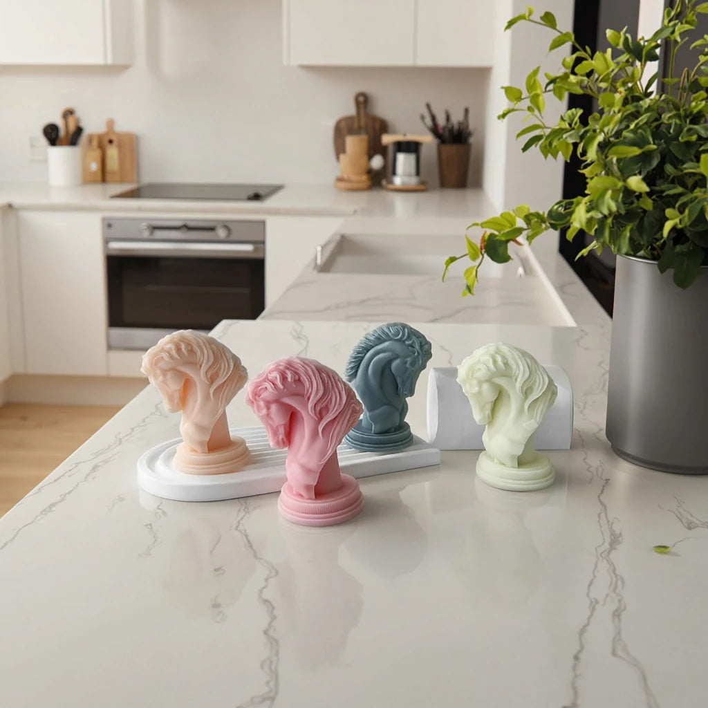 Horse Head Aromatherapy Candle Silicone Molds Diy Animal Plaster Decorations Handmade Soap Gum Dropping Gypsum Candle Moulds