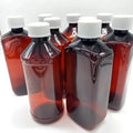 16oz Cylinder Amber Bottle Plastic Bottle for Wock Medicine Cough Syrup Bottle With Crc Red Writing/qr Code Cap