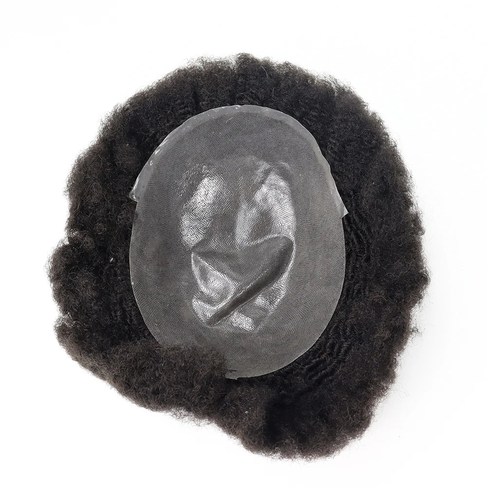 2/4/6/8/10mm Afro Hair Toupee for Black Men Hair Replacement PU With Soft Skin Hairpiece 130% Density