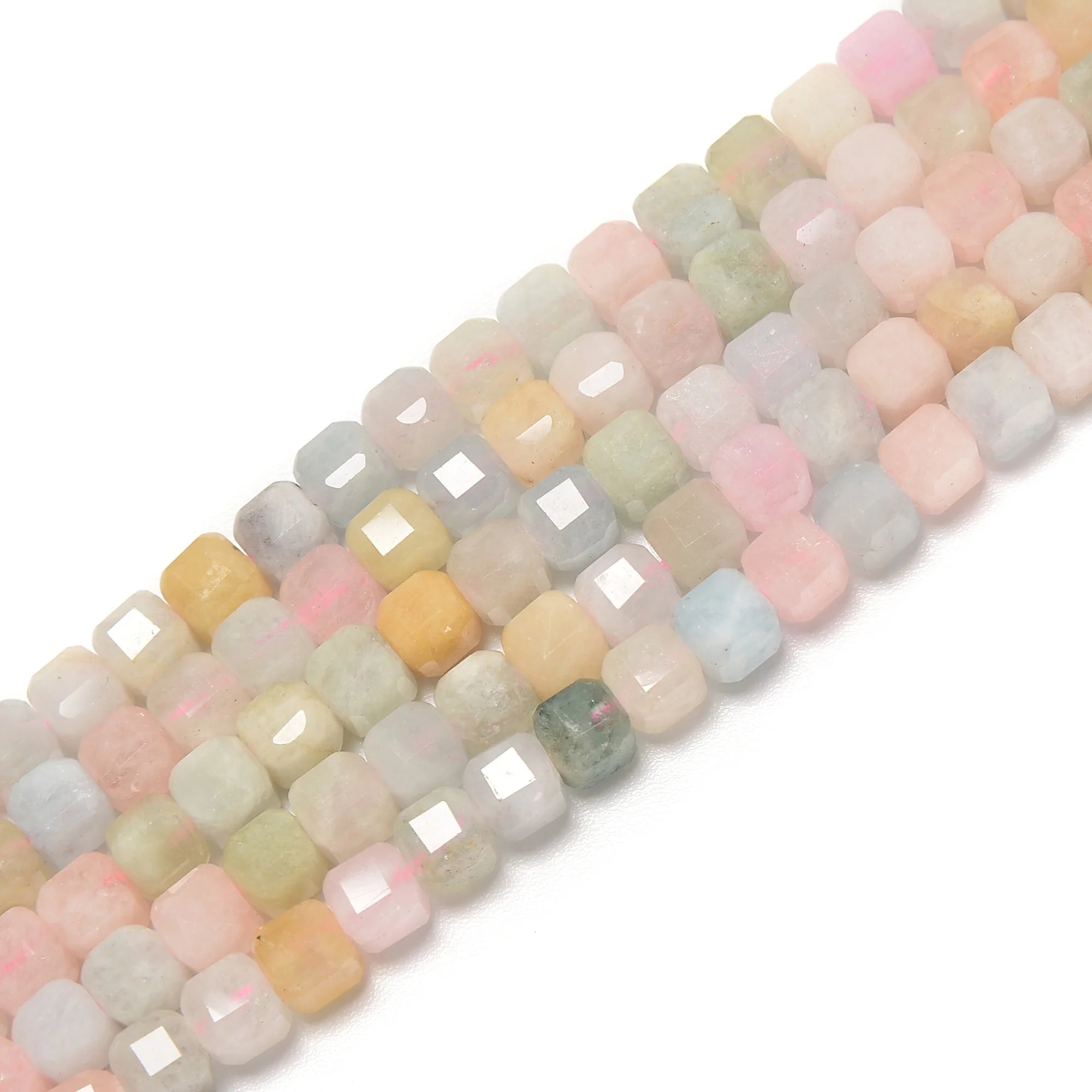Gemstones Loose Natural Morganite Stones Beads for Jewelry Bracelet Making Size 6mm Faceted Cube