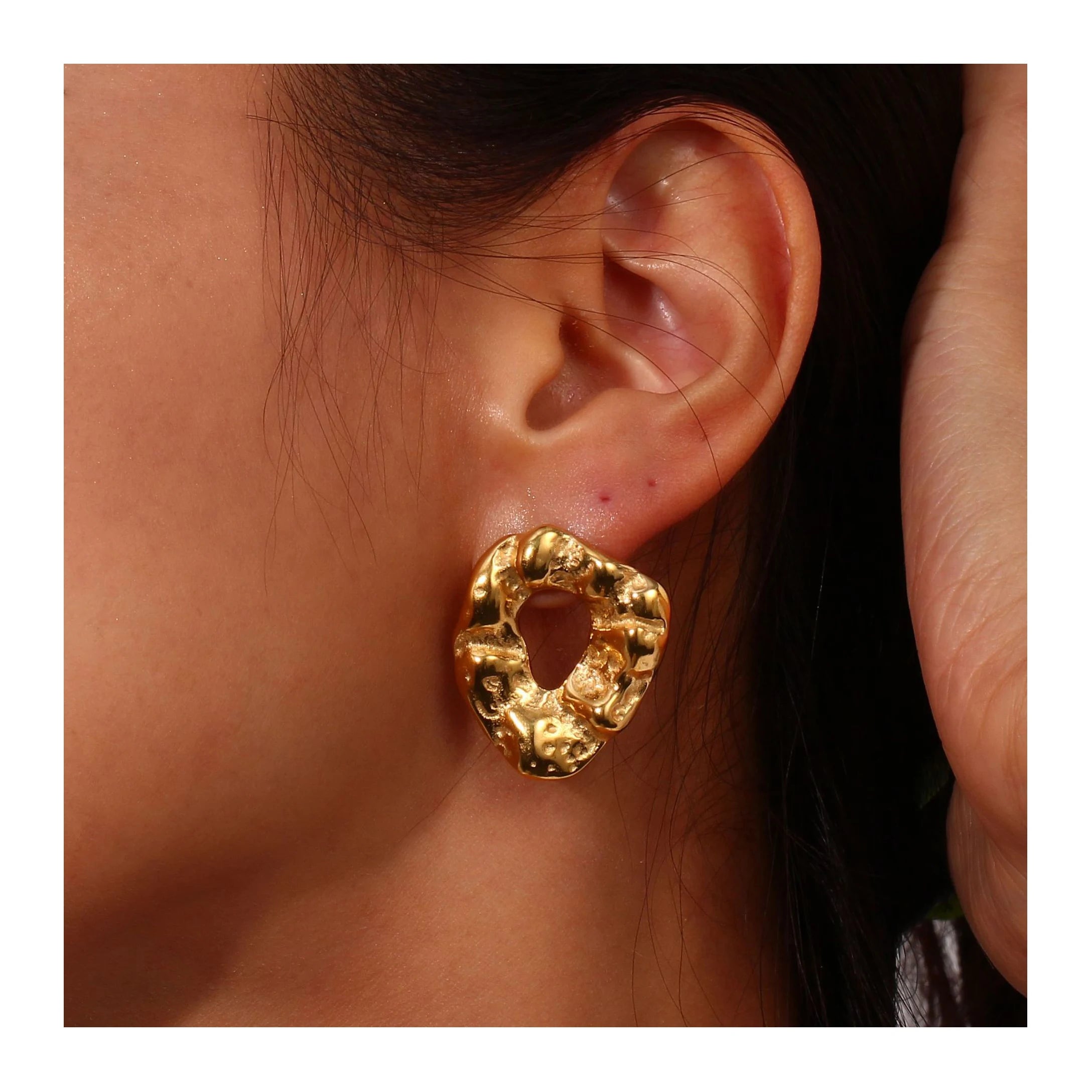 ERESI New 18k PVD Gold Plated Hypoallergenic Stainless Steel Vintage Baroque Bouquet Christmas Party Hippie Earrings Women