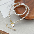 Luxury Handmade Freshwater Pearl Beaded Necklaces18K Gold Plated 925 Sterling Silver Shell Heart Shape Pendant Necklace