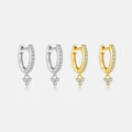 FUAMAY 925 Sterling Silver 18K Gold Plated Earrings U Shape Hoop Stud Earrings Trio Pendant Earrings