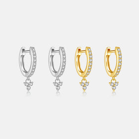 FUAMAY 925 Sterling Silver 18K Gold Plated Earrings U Shape Hoop Stud Earrings Trio Pendant Earrings