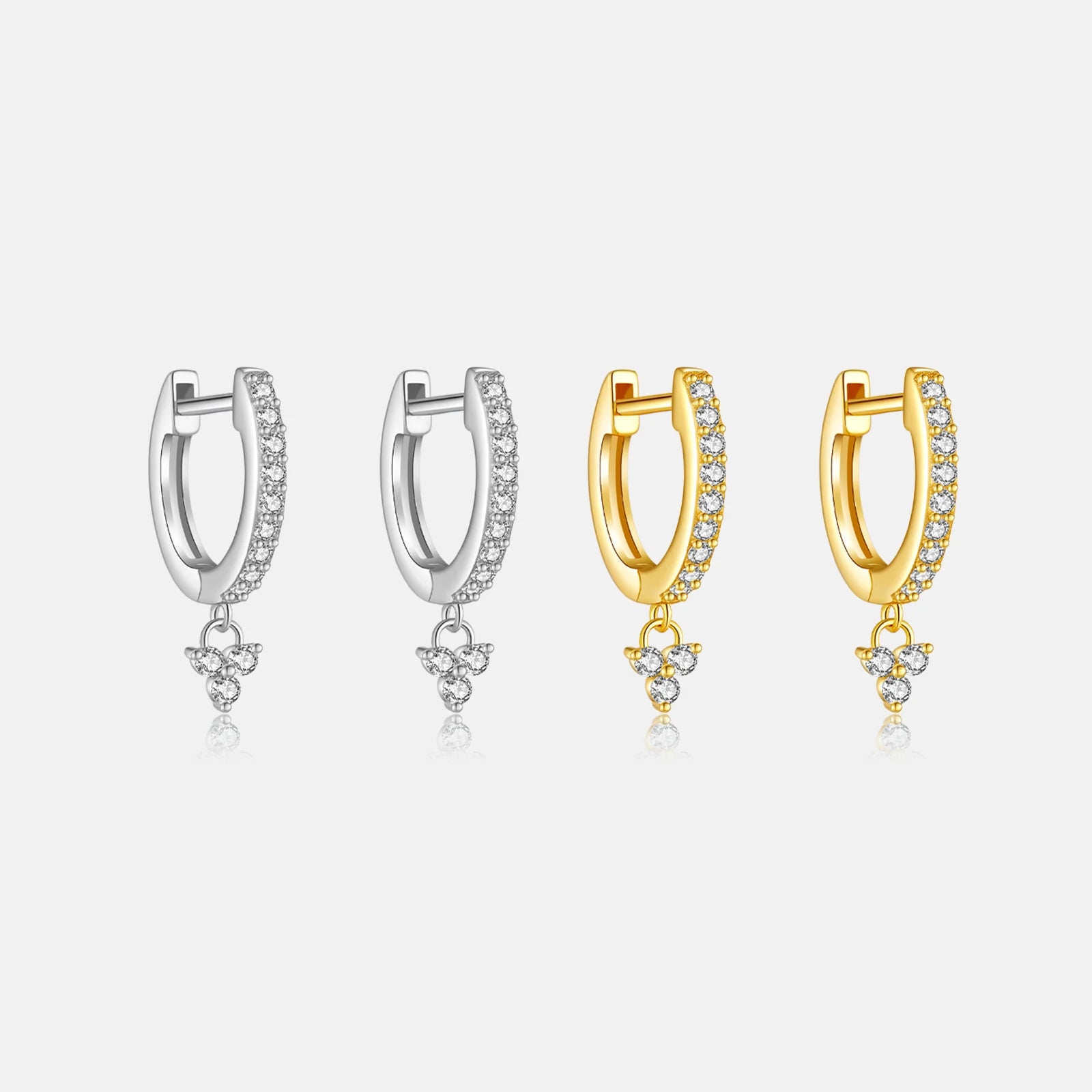 FUAMAY 925 Sterling Silver 18K Gold Plated Earrings U Shape Hoop Stud Earrings Trio Pendant Earrings