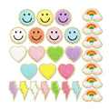Sustainable Customized 3D Cartoon Smile Logo Patches Colors Sequin Chenille Heat-Cut Felt Embroidered Iron-On Manufacturer