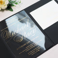 Black and Gold Thickness 1mm Clear Acrylic Invite Pocket Fold Invitation Card Envelope With RSVP Card