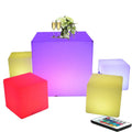 IP65 Waterproof LED RGB Event Chair with 16 Colors Changeable Modern Outdoor PE Plastic Cube Seat Chair for Dining Hotel Use