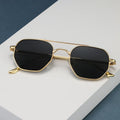 Custom Logo Retro Men Women Double Bridges Polygon Sun Glasses UV400 Gradient Shades Square Metal Sunglasses Men Women