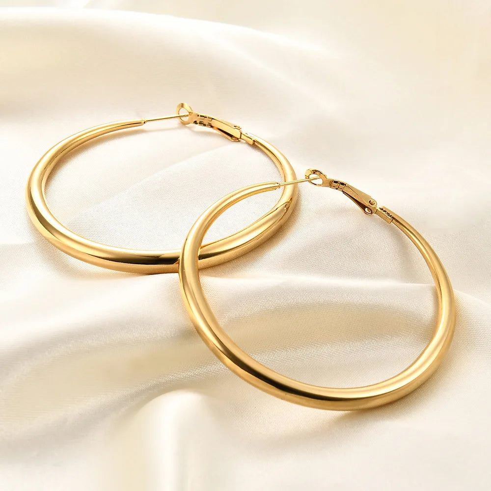 Big Earrings Non Tarnish 18k Gold Plated Stainless Steel Waterproof Hypoallergenic Earrings for Women