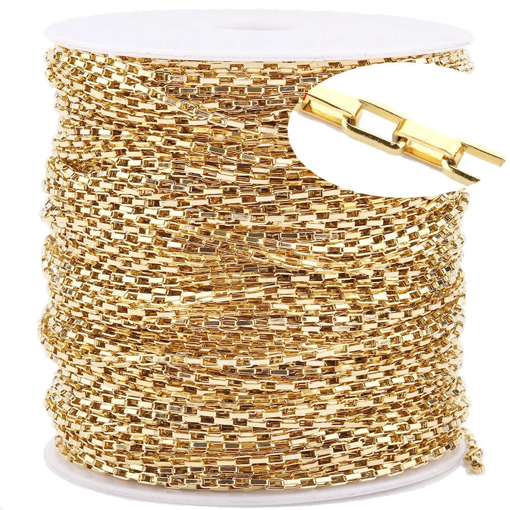 Wholesale Box Chain Stainless Steel Link Chains for Men and Women Necklace and Bracelet Jewelry Making