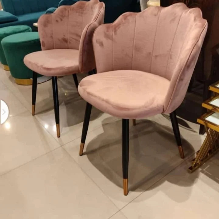 French Design Custom Modern Manicure Makeup Chair  Upholstered Luxury Pink Fabric Velvet Chaise Dining Room Chair